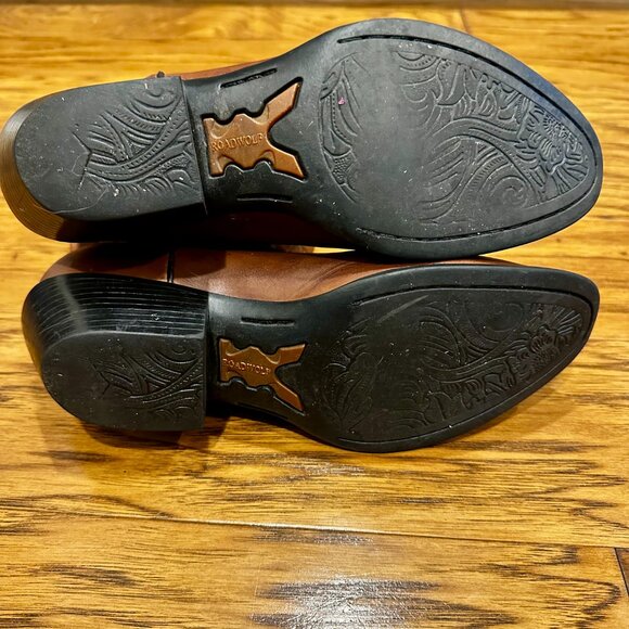 Women’s Vintage Brown Leather Roadwolf Western Pull On Cowboy Boots Size 7 - Picture 3 of 8